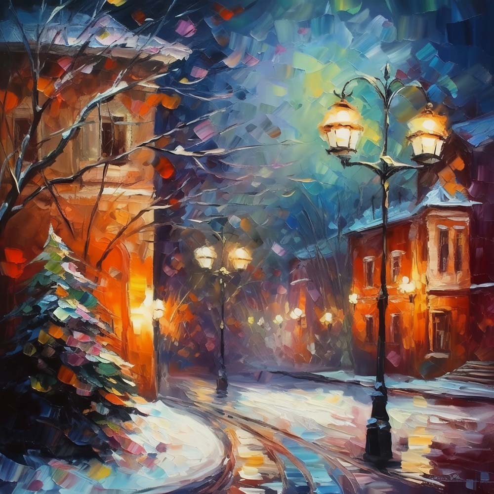 Lichterketten am Heiligabend Diamond Painting