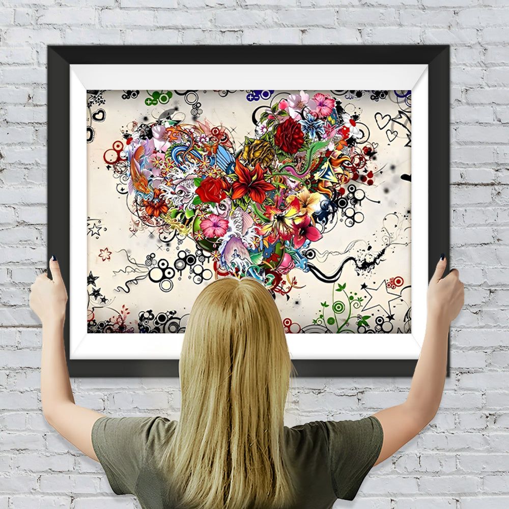 Liebe Herz Blumen Diamond Painting