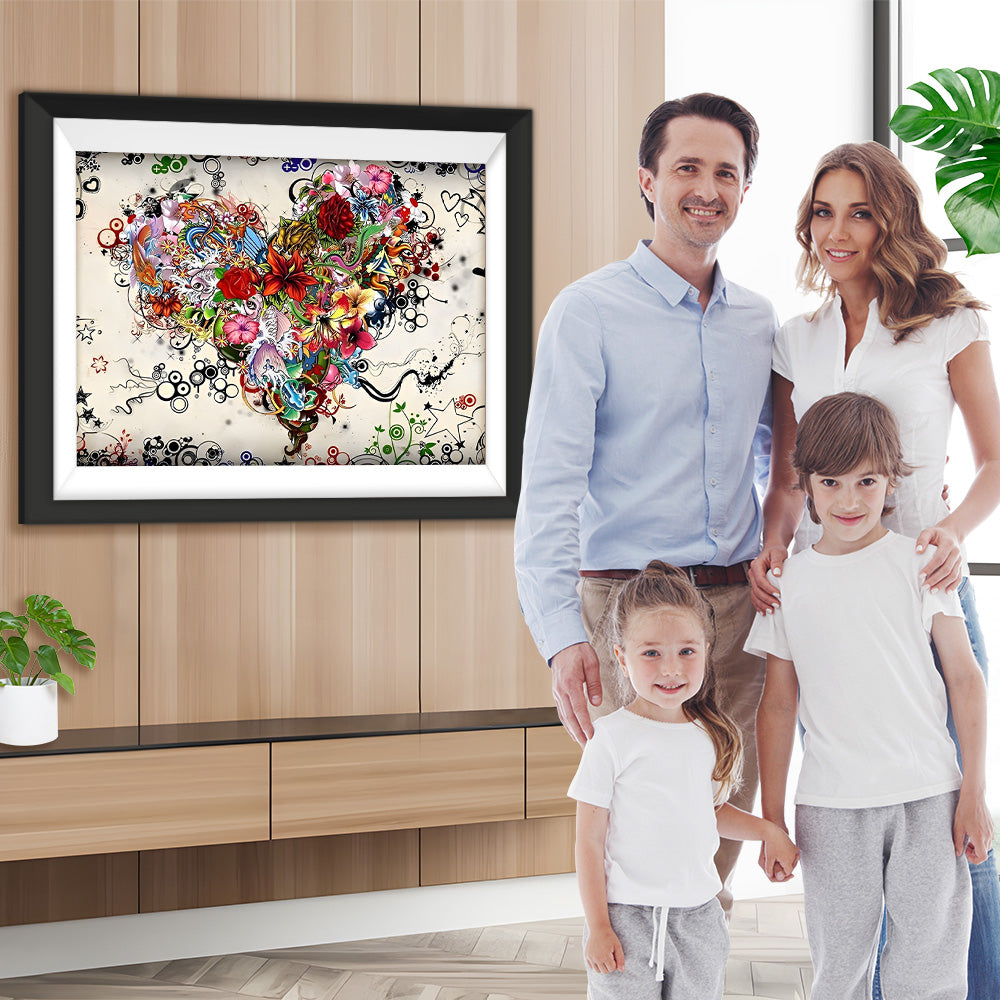 Liebe Herz Blumen Diamond Painting