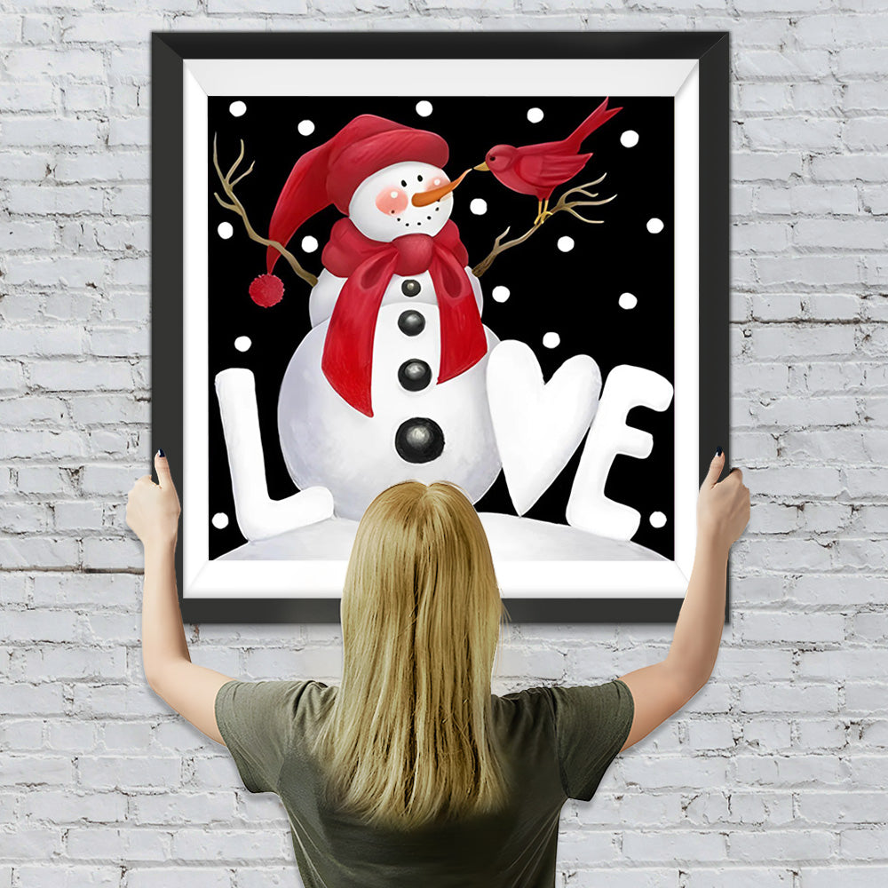 Liebe Schneemann Vogel Diamond Painting