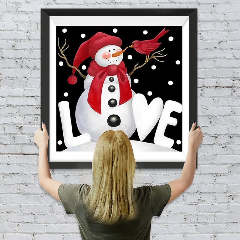 Liebe und Weihnachtlicher Schneemann Diamond Painting