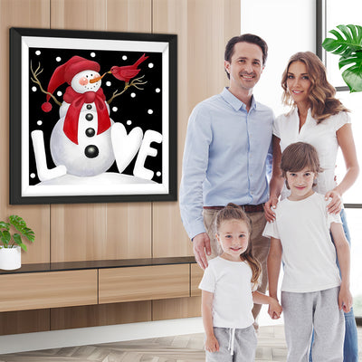 Liebe und Weihnachtlicher Schneemann Diamond Painting