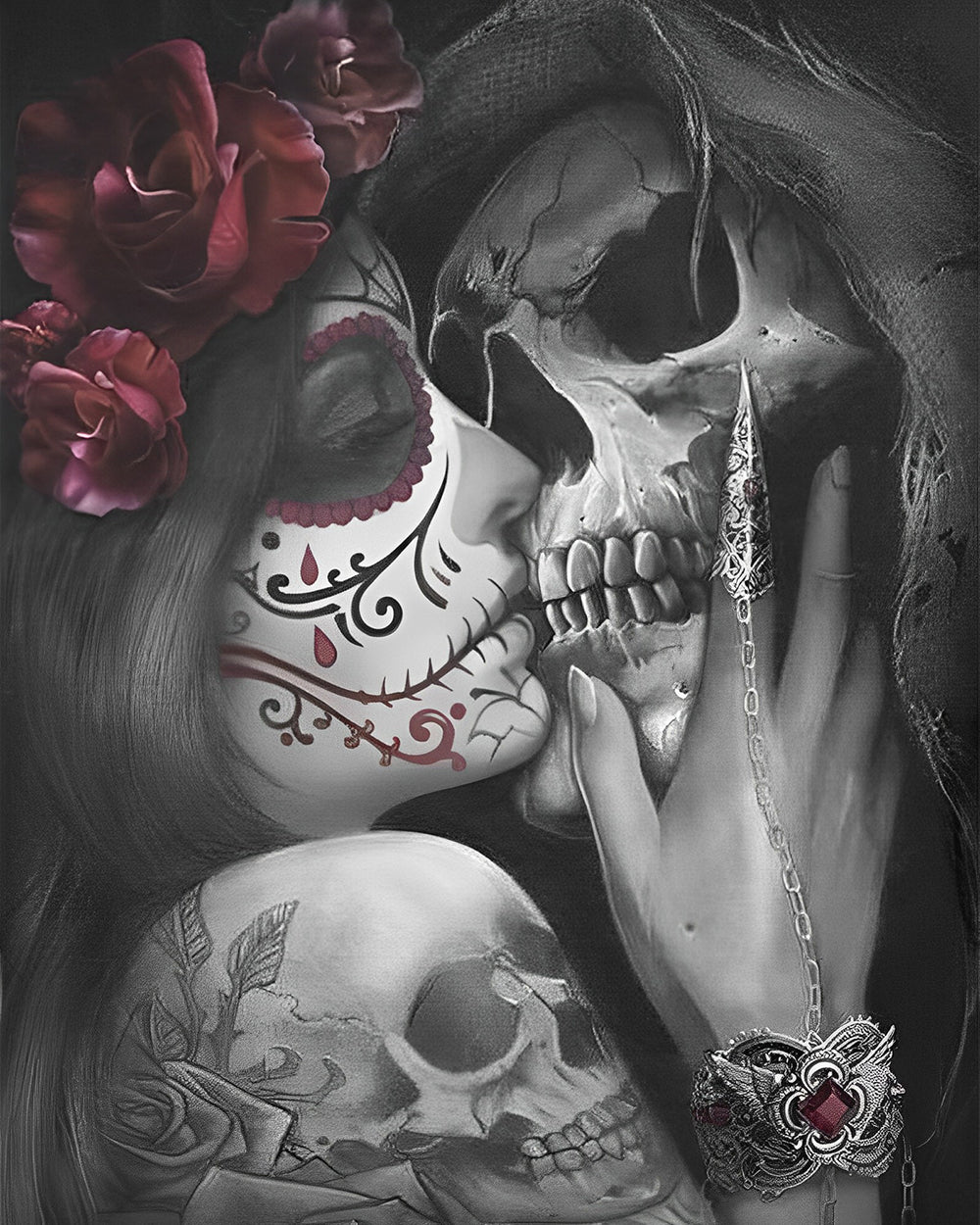 Liebe zwischen Skeletten Diamond Painting