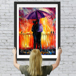 Liebespaar mit dem Regenschirm auf der Brücke Diamond Painting