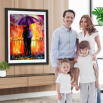 Liebespaar mit dem Regenschirm auf der Brücke Diamond Painting