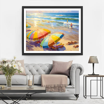 Liegestuhl für die Sonne am Meer Diamond Painting