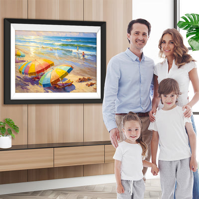 Liegestuhl für die Sonne am Meer Diamond Painting