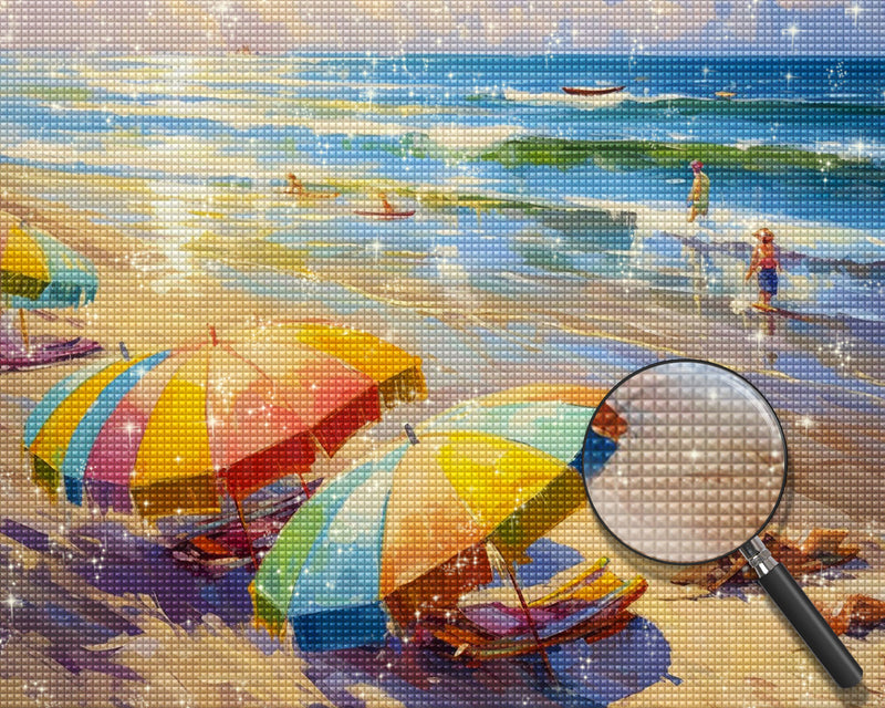 Liegestuhl für die Sonne am Meer Diamond Painting
