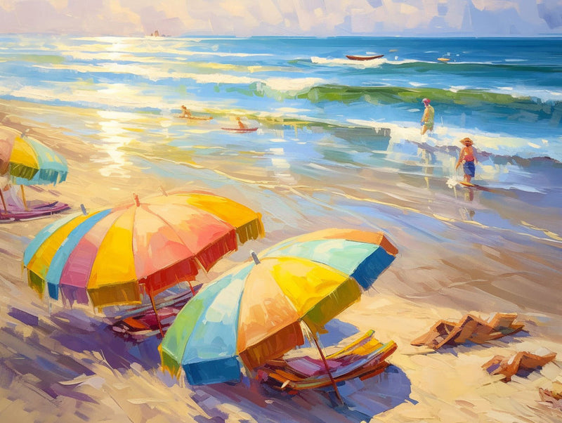 Liegestuhl für die Sonne am Meer Diamond Painting