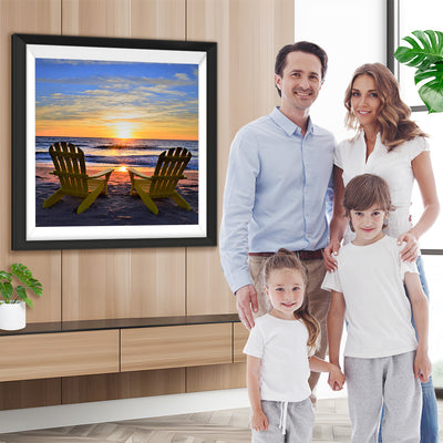 Liegestuhl Strand Sonnenuntergang Diamond Painting