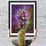 Lila Blumen in der abstrakten Flasche Diamond Painting