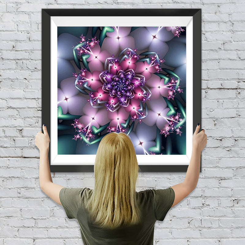 Lila Blumen Mandala Diamond Painting