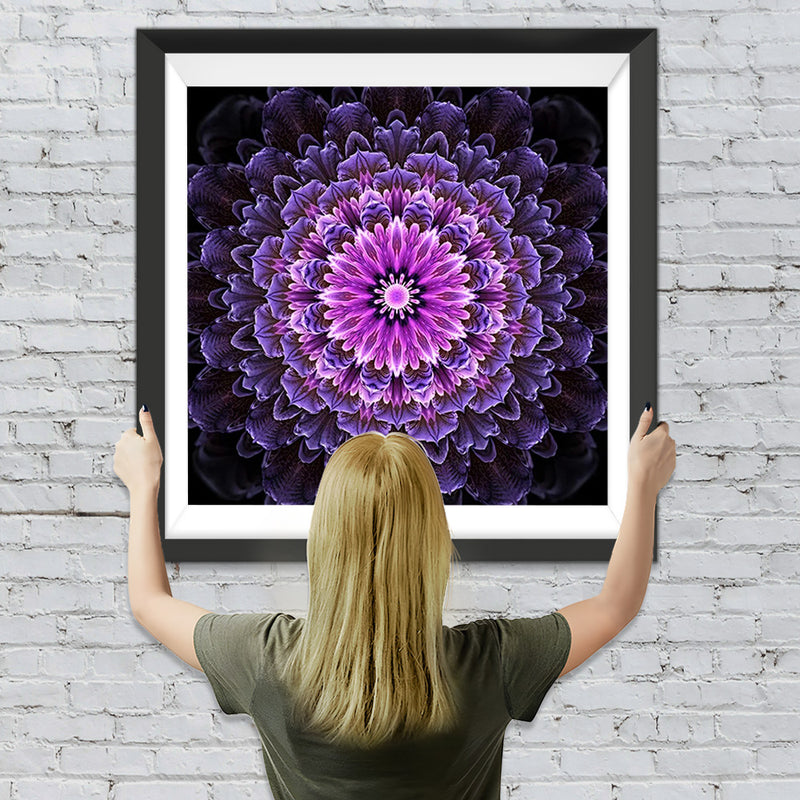 Lila Chrysanthemen Mandala Diamond Painting