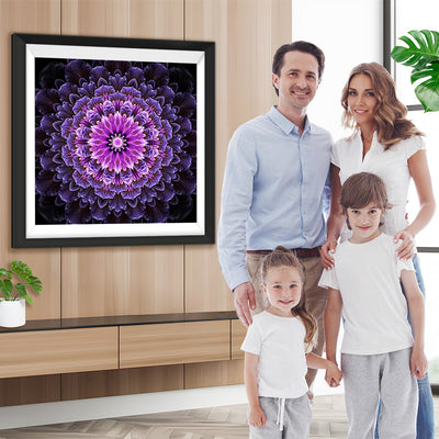 Lila Chrysanthemen Mandala Diamond Painting