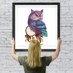 Lila Eule und Traumfänger Diamond Painting