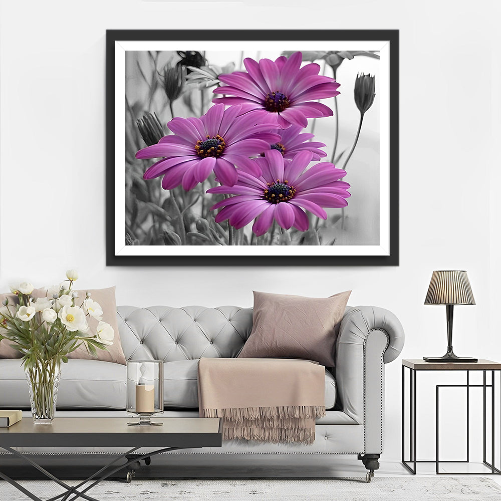 Lila Gänseblümchen Diamond Painting