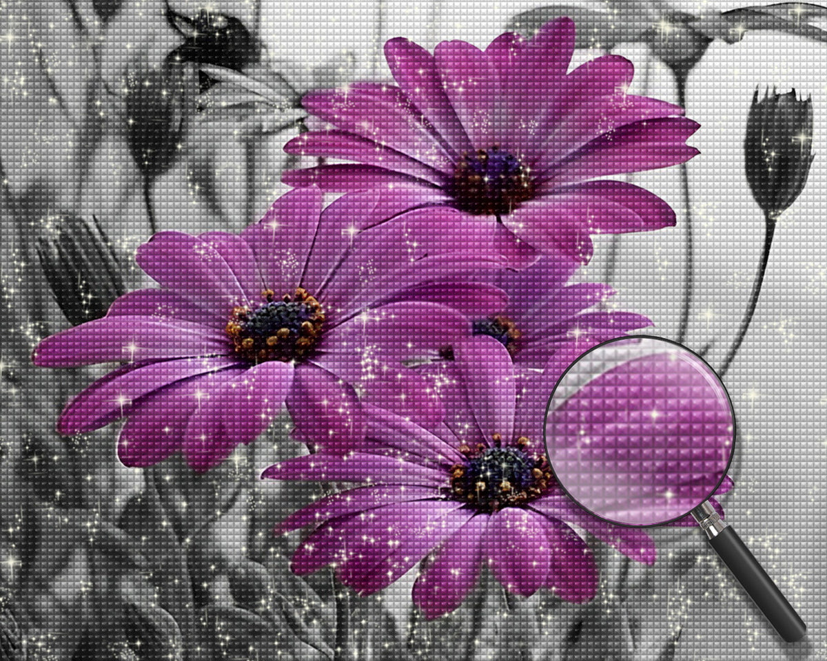 Lila Gänseblümchen Diamond Painting