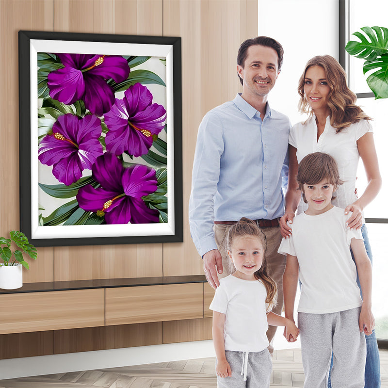 Lila Hibiskusblumen Diamond Painting