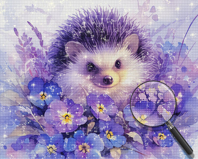 Lila Igel und Blumen Diamond Painting