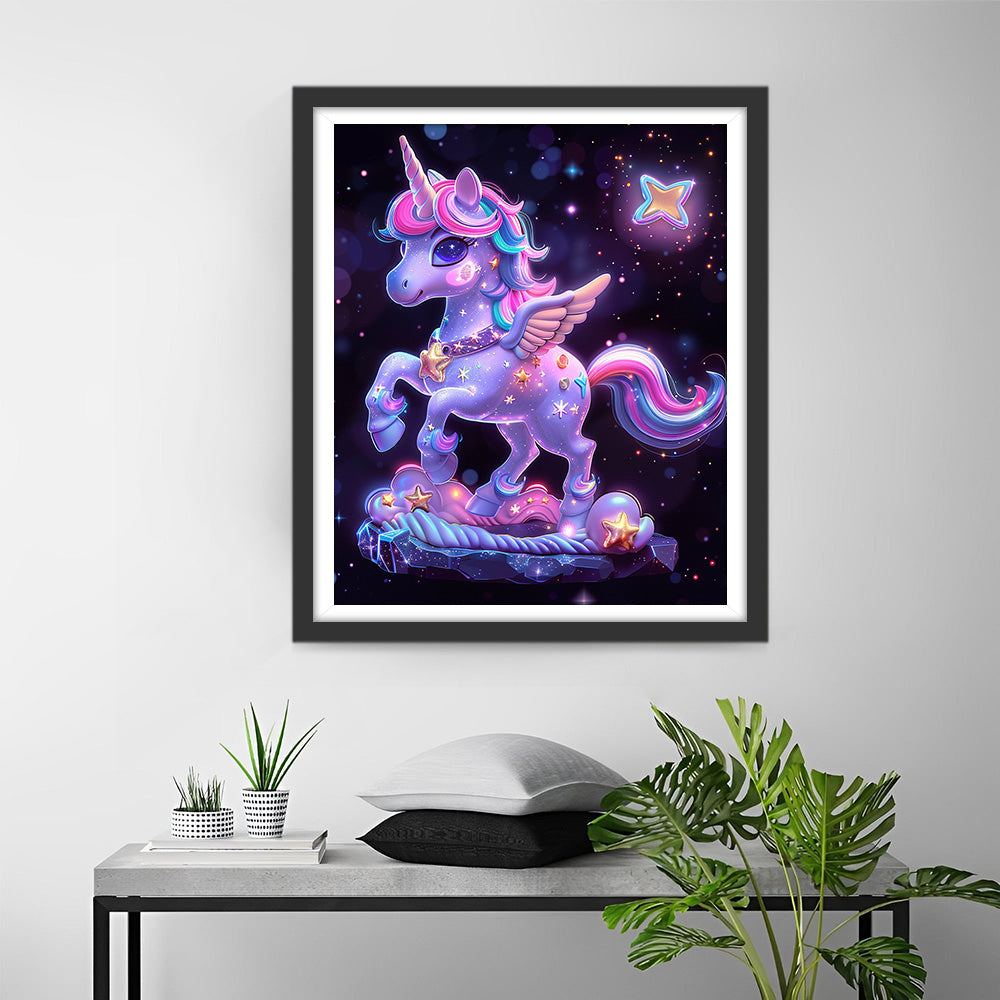 Lila leuchtendes Einhorn Diamond Painting