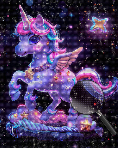 Lila leuchtendes Einhorn Diamond Painting