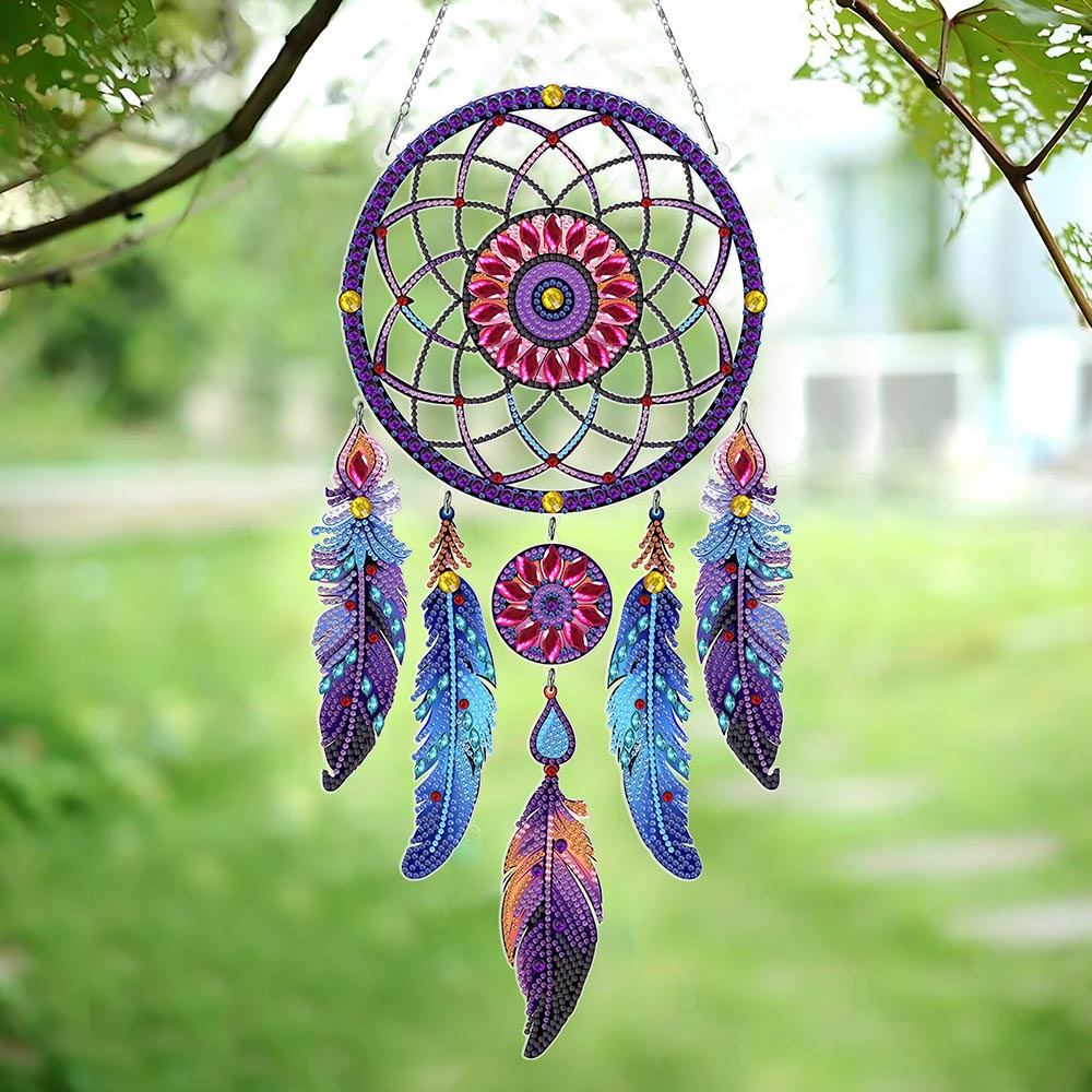 Lila Lotus Mandala Traumfänger 2D flache Hängedekoration Diamond Painting Sets