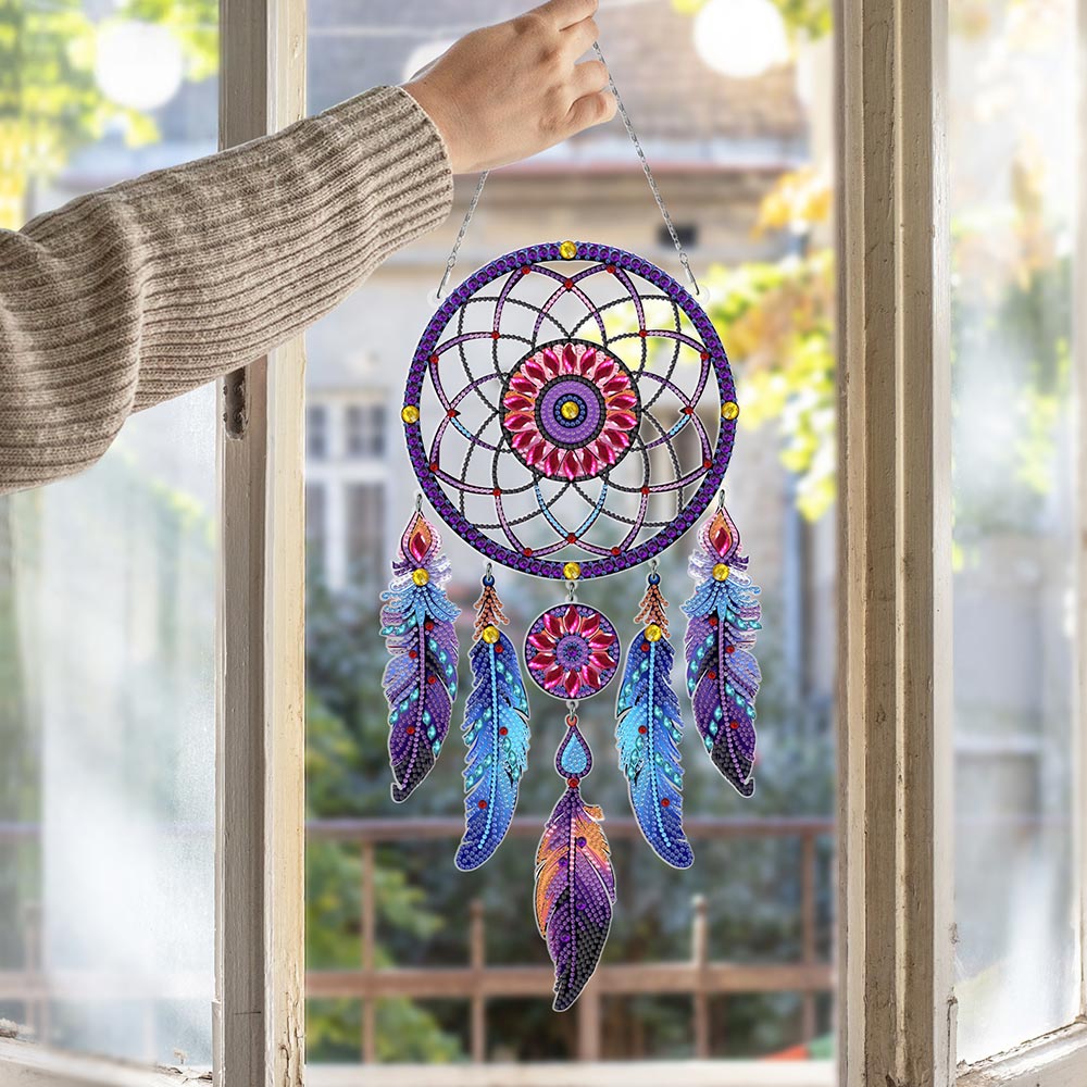 Lila Lotus Mandala Traumfänger 2D flache Hängedekoration Diamond Painting Sets