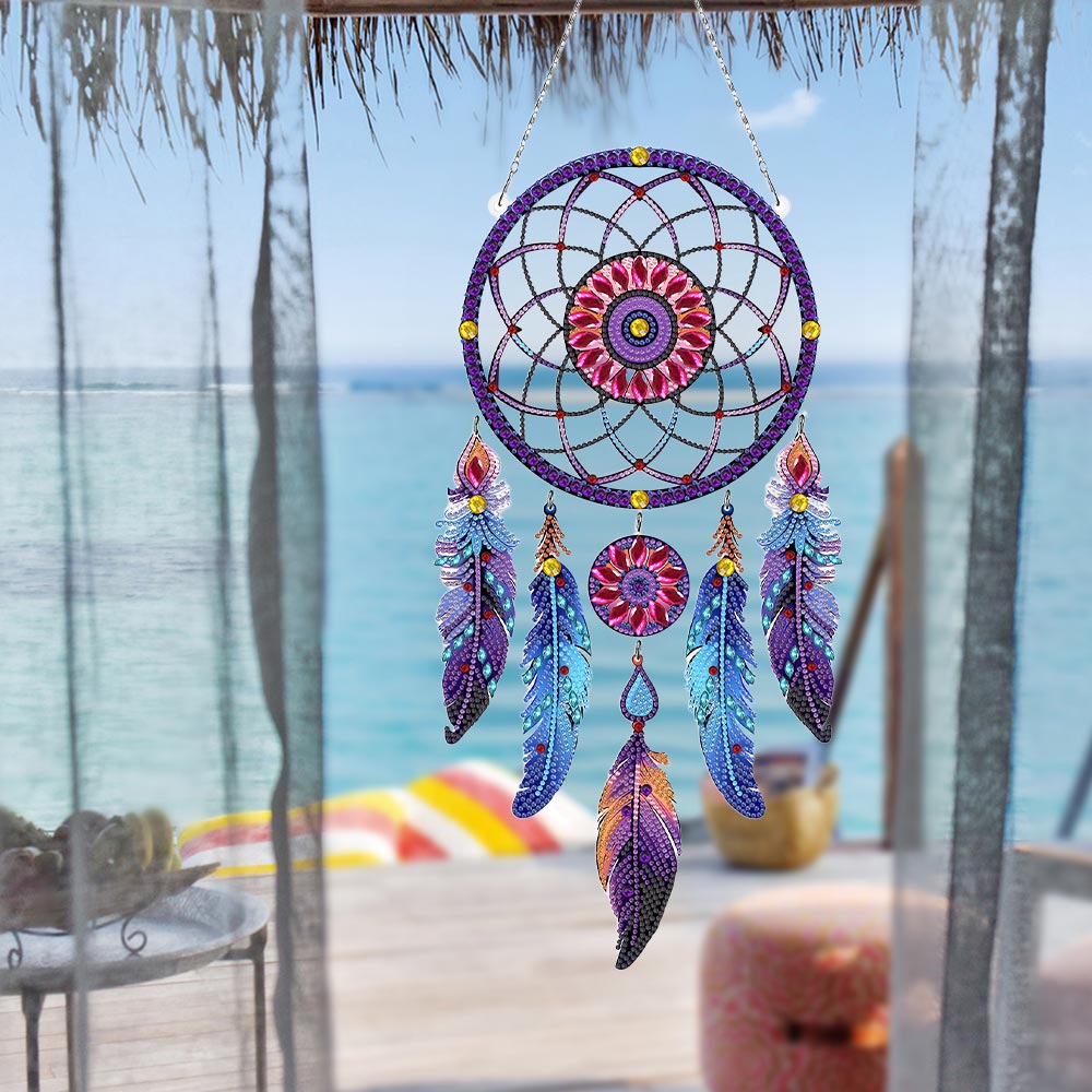 Lila Lotus Mandala Traumfänger 2D flache Hängedekoration Diamond Painting Sets