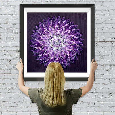 Lila Lotusblume Mandala Diamond Painting