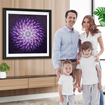 Lila Lotusblume Mandala Diamond Painting