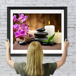 Lila Orchideen und Kieselsteine Diamond Painting