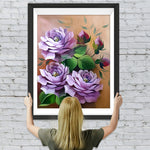 Lila Pfingstrosen und Knospen Diamond Painting