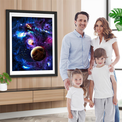 Lila Planeten und Weltraumwolken Diamond Painting