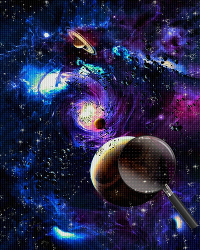 Lila Planeten und Weltraumwolken Diamond Painting