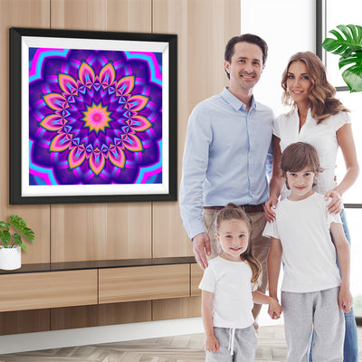 Lila Sonnenblume Mandala Diamond Painting