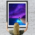 Lila Sternenhimmel und blaues Meer Diamond Painting