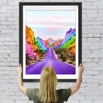 Lila Straße und Regenbogenberg Diamond Painting