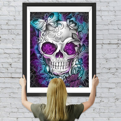 Lila Totenkopf Diamond Painting