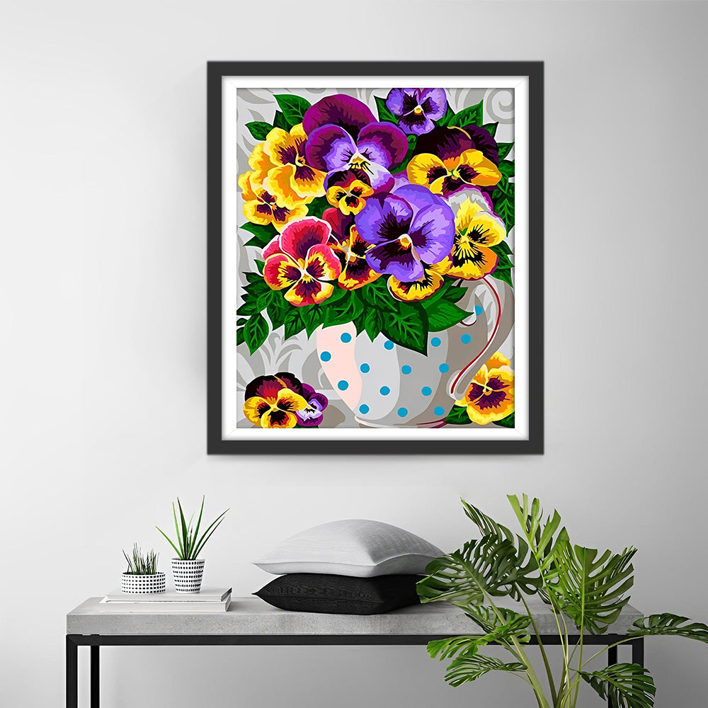 Lila und gelbes Stiefmütterchen Diamond Painting