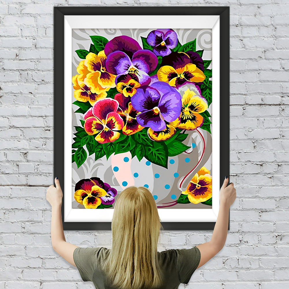 Lila und gelbes Stiefmütterchen Diamond Painting