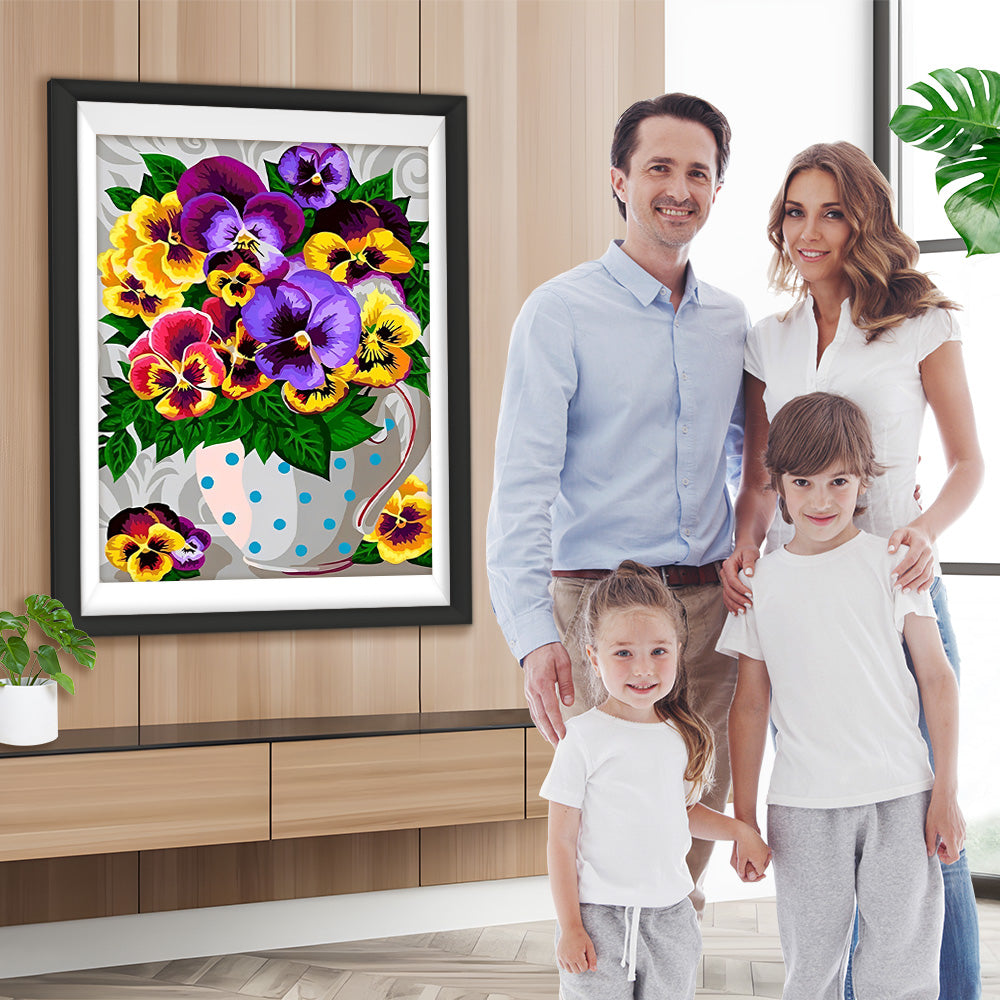 Lila und gelbes Stiefmütterchen Diamond Painting