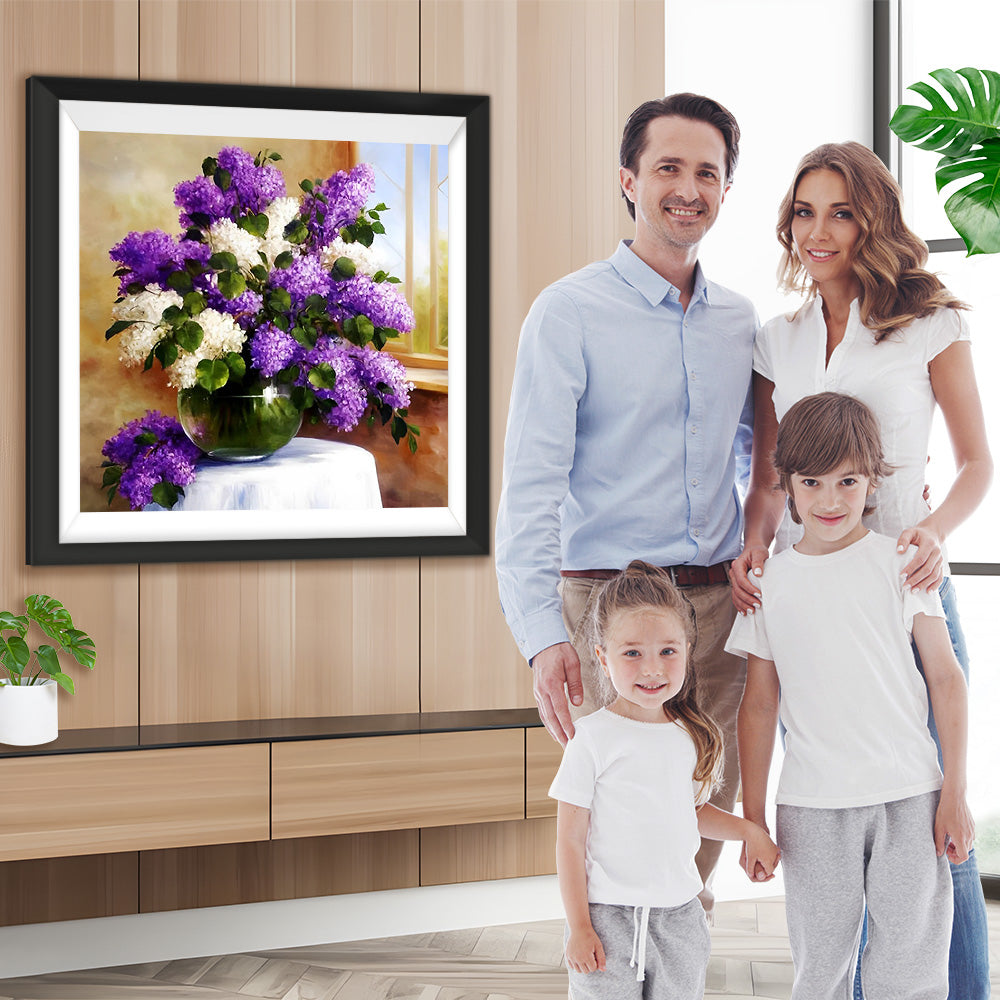 Lila und weiße Flieder Diamond Painting