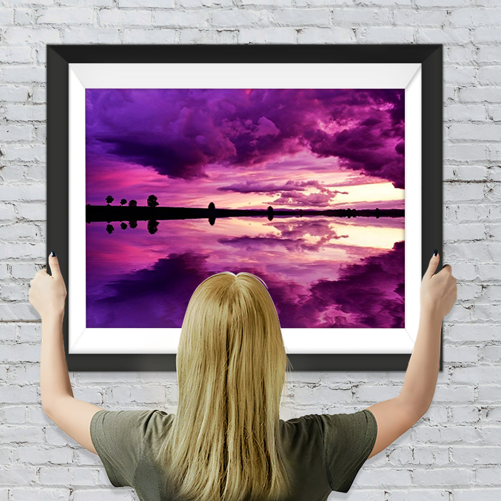 Lila Wolken und See Diamond Painting