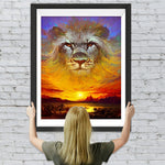 Löwe am Himmel bei Sonnenaufgang Diamond Painting