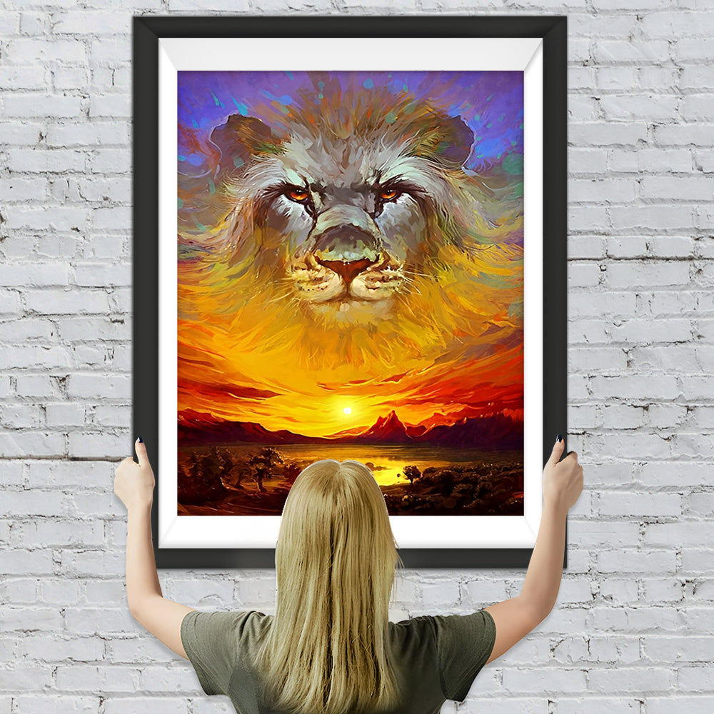 Löwe am Himmel bei Sonnenaufgang Diamond Painting