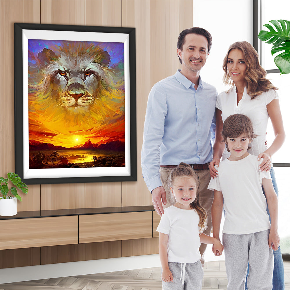 Löwe am Himmel bei Sonnenaufgang Diamond Painting