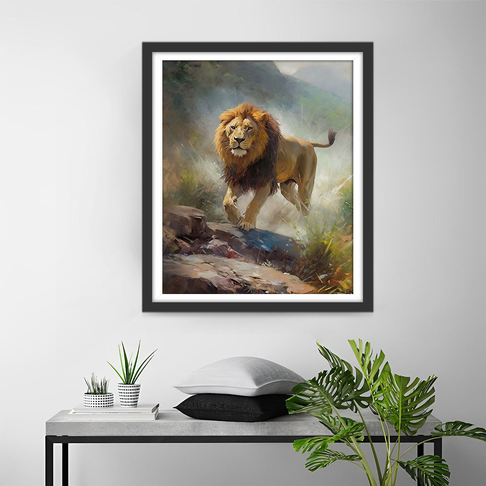 Löwe auf Berg Diamond Painting