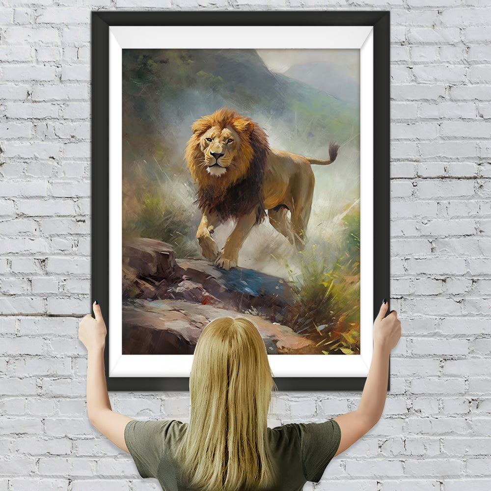 Löwe auf Berg Diamond Painting