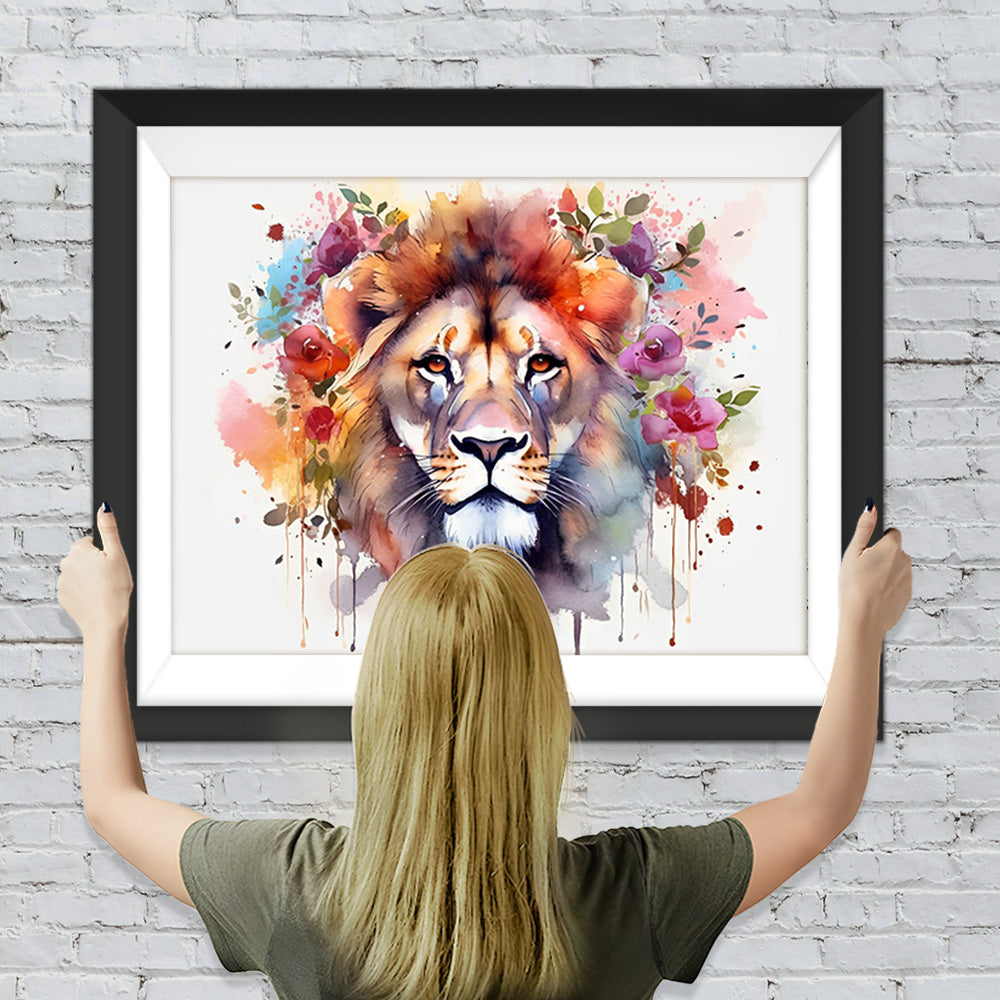 Löwe mit Blumen Diamond Painting