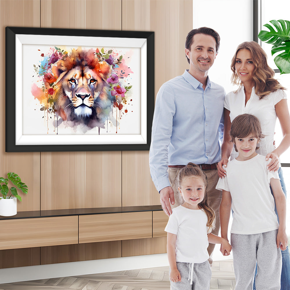 Löwe mit Blumen Diamond Painting